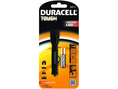 Duracell Tough KEY-1 Taskulamppu, paristo mukana, musta, 10cm
